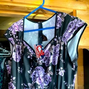 New with tags Heidi purple roses pinup girl dress